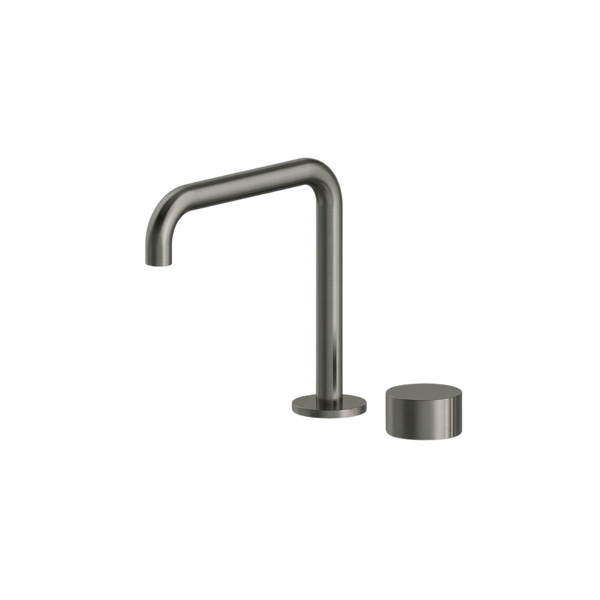 Arcisan Venn 2-Hole Basin Progressive Mixer with 180mm Fixed Squareline Spout Brushed Gunmetal