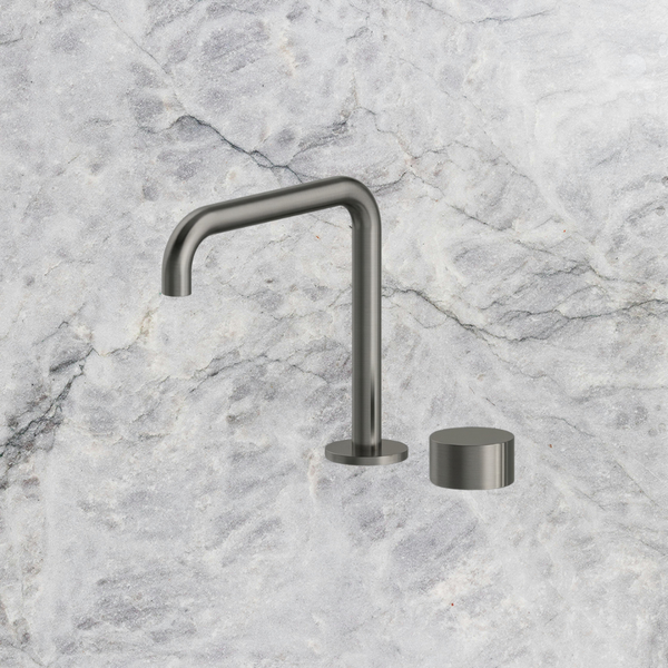 Arcisan Venn 2-Hole Basin Progressive Mixer with 180mm Fixed Squareline Spout Brushed Gunmetal