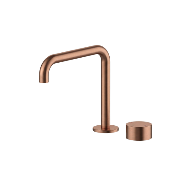 Arcisan Venn 2-Hole Basin Progressive Mixer with 180mm Fixed Squareline Spout Brushed Rose Gold