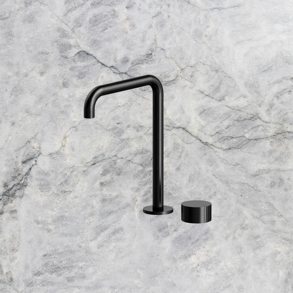 Arcisan Venn 2-Hole Basin Progressive Mixer with Extended Height Squareline Spout Brushed Iron