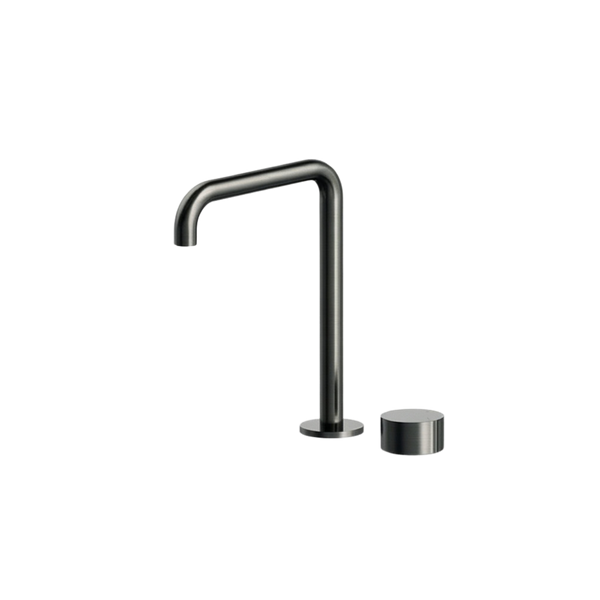 Arcisan Venn 2-Hole Basin Progressive Mixer with Extended Height Squareline Spout Brushed Gunmetal