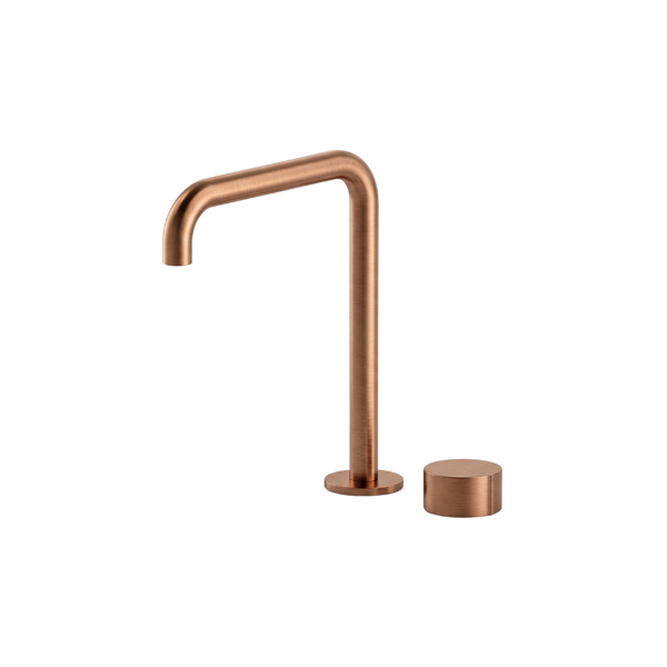 Arcisan Venn 2-Hole Basin Progressive Mixer with Extended Height Squareline Spout Brushed Rose Gold