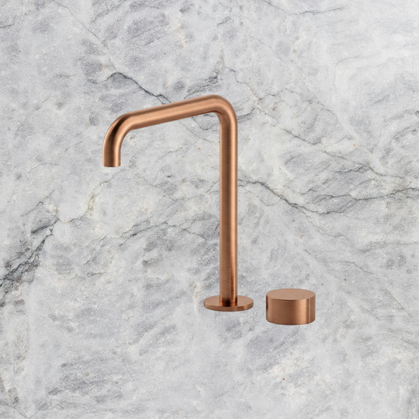 Arcisan Venn 2-Hole Basin Progressive Mixer with Extended Height Squareline Spout Brushed Rose Gold