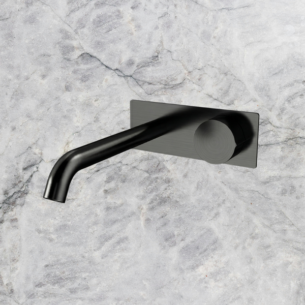 Arcisan Venn 220mm Spout Wall Mount Progressive Basin Mixer with Plate (Complete Kit) Brushed Iron
