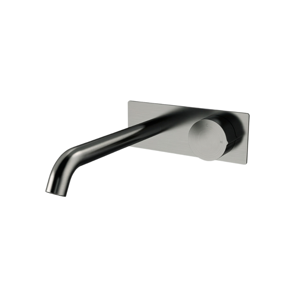 Arcisan Venn 220mm Spout Wall Mount Progressive Basin Mixer with Plate (Trim Kit Only) Brushed Gunmetal