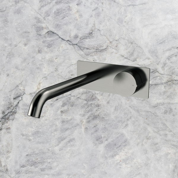 Arcisan Venn 220mm Spout Wall Mount Progressive Basin Mixer with Plate (Trim Kit Only) Brushed Gunmetal