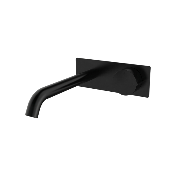 Arcisan Venn 220mm Spout Wall Mount Progressive Basin Mixer with Plate (Complete Kit) Matte Black