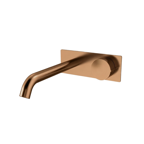 Arcisan Venn 220mm Spout Wall Mount Progressive Basin Mixer with Plate (Complete Kit) Brushed Rose Gold