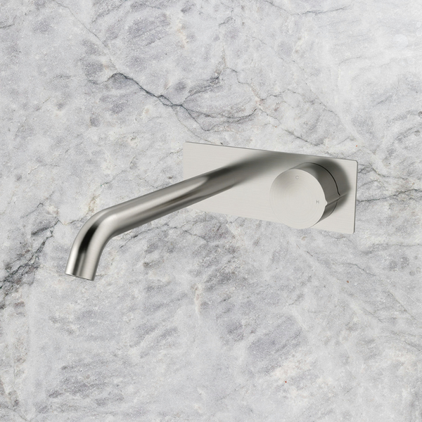 Arcisan Venn 220mm Spout Wall Mount Progressive Basin Mixer with Plate (Complete Kit) Brushed Nickel