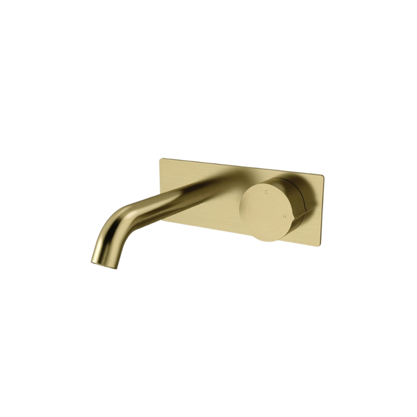 Arcisan Venn 150mm Spout Wall Mount Progressive Basin Mixer with Plate (Complete Kit) Brushed Brass