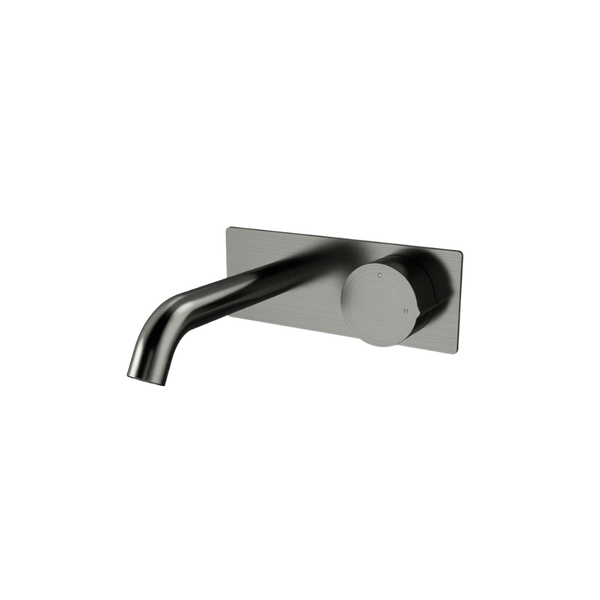 Arcisan Venn 150mm Spout Wall Mount Progressive Basin Mixer with Plate (Complete Kit) Brushed Gunmetal