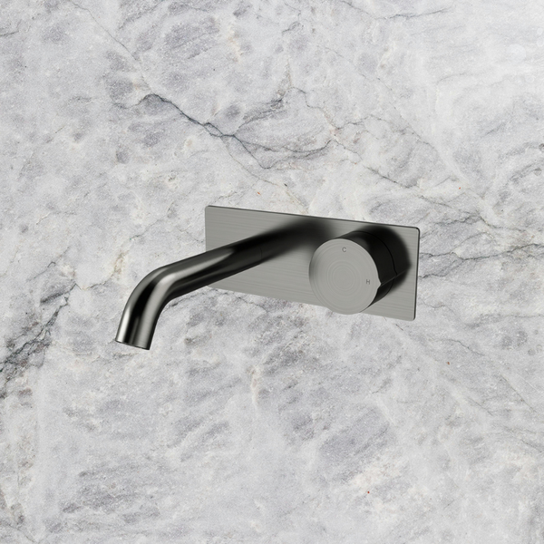 Arcisan Venn 150mm Spout Wall Mount Progressive Basin Mixer with Plate (Trim Kit Only) Brushed Gunmetal