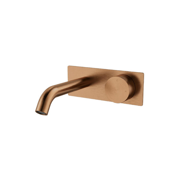Arcisan Venn 150mm Spout Wall Mount Progressive Basin Mixer with Plate (Complete Kit) Brushed Rose Gold