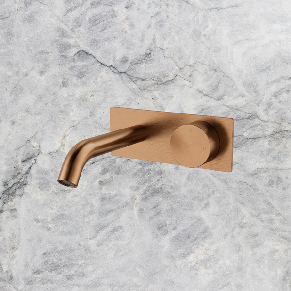 Arcisan Venn 150mm Spout Wall Mount Progressive Basin Mixer with Plate (Trim Kit Only) Brushed Rose Gold