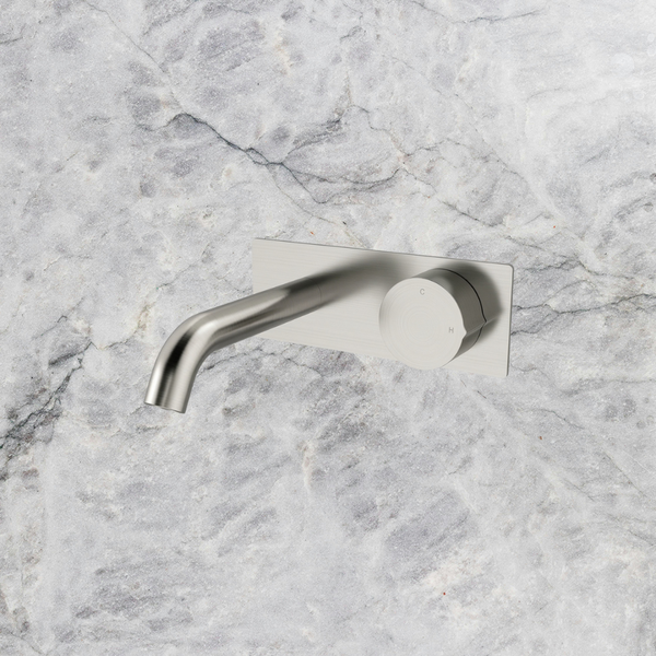 Arcisan Venn 150mm Spout Wall Mount Progressive Basin Mixer with Plate (Complete Kit) Brushed Nickel