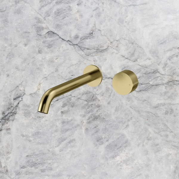 Arcisan Venn 220mm Spout Wall Mount Progressive Basin Mixer (Complete Kit) Brushed Brass