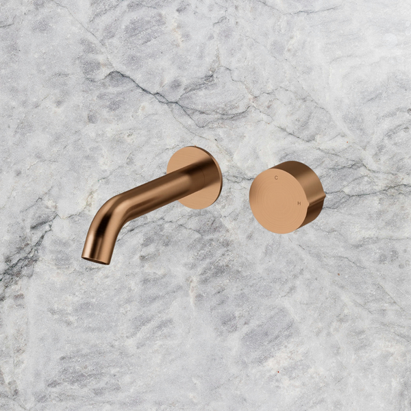 Arcisan Venn 150mm Spout Wall Mount Progressive Basin Mixer (Complete Kit) Brushed Rose Gold