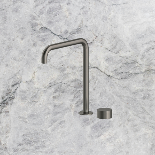 Arcisan Venn 2-Hole Sink Progressive Mixer with Swivel Squareline Spout Brushed Iron