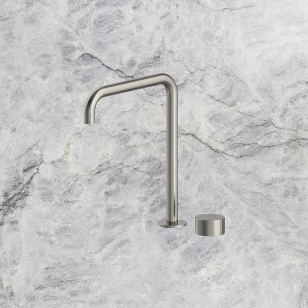 Arcisan Venn 2-Hole Sink Progressive Mixer with Swivel Squareline Spout Brushed Nickel