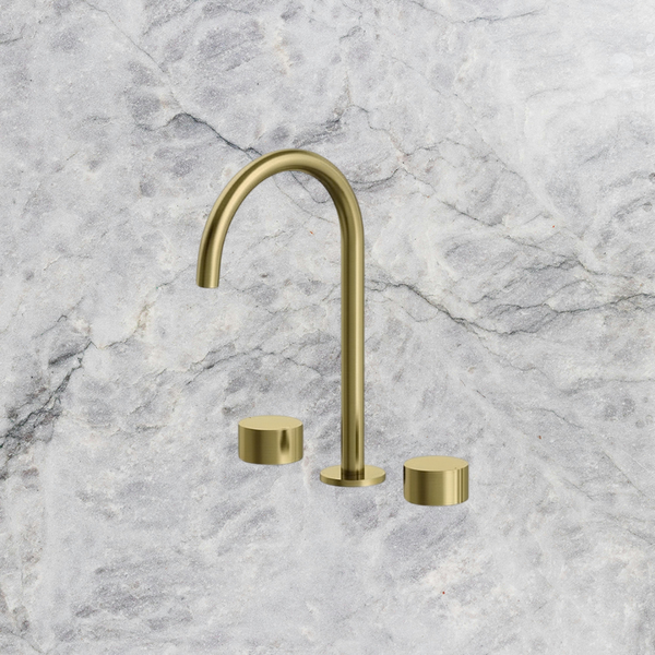 Arcisan Venn Basin Set with Extended Height Spout Brushed Brass