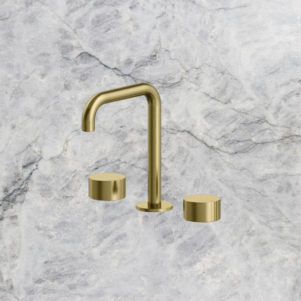 Arcisan Venn Basin Set with 140mm Squareline Spout Brushed Brass