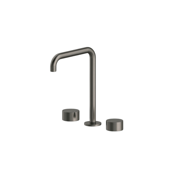 Arcisan Venn Basin Set with Extended Height Squareline Spout Brushed Iron