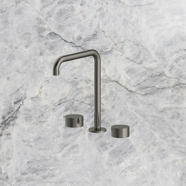 Arcisan Venn Basin Set with Extended Height Squareline Spout Brushed Iron