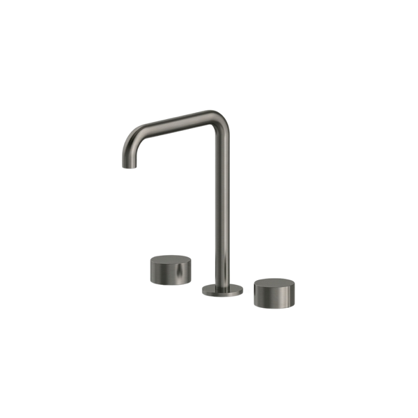 Arcisan Venn Basin Set with Extended Height Squareline Spout Brushed Gunmetal
