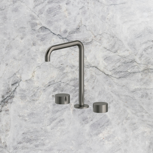 Arcisan Venn Basin Set with Extended Height Squareline Spout Brushed Gunmetal