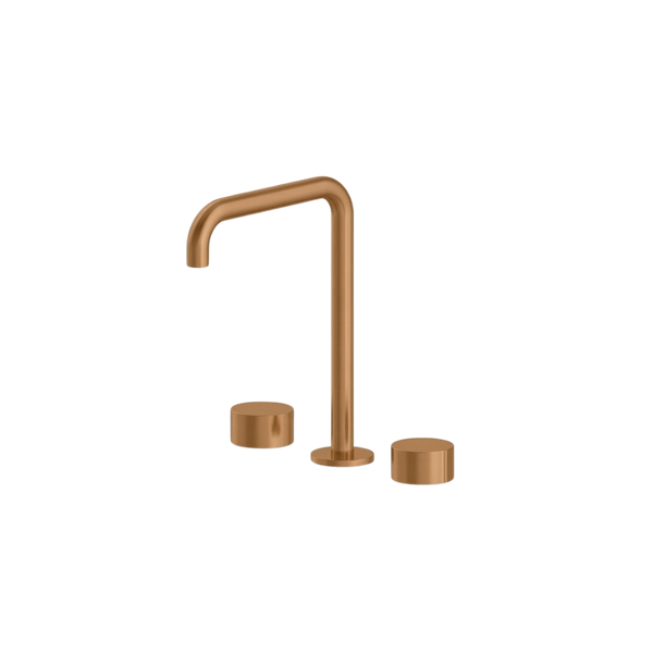 Arcisan Venn Basin Set with Extended Height Squareline Spout Brushed Rose Gold