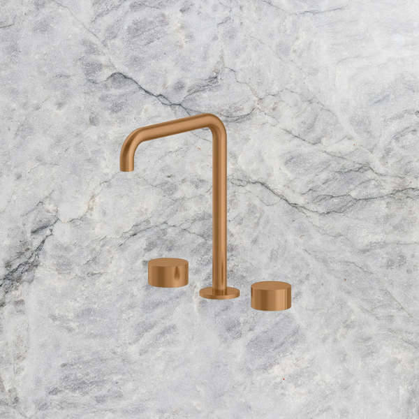 Arcisan Venn Basin Set with Extended Height Squareline Spout Brushed Rose Gold