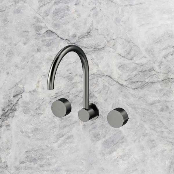 Arcisan Venn Wall Mount Kitchen or Laundry Set with Swivel Spout Brushed Gunmetal
