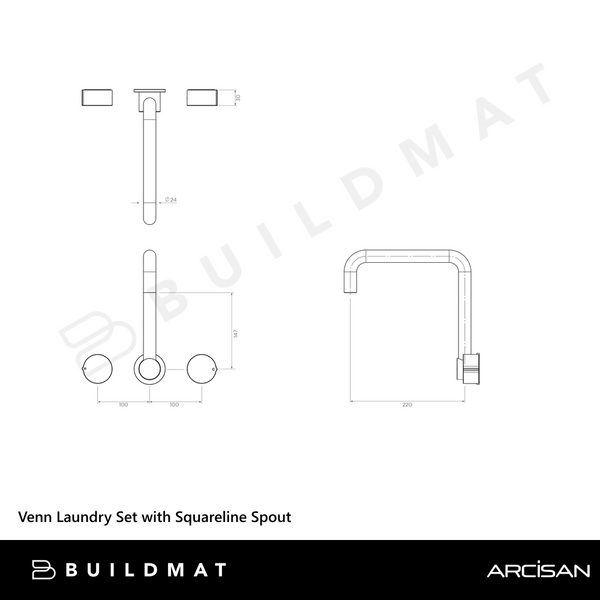 Arcisan Venn Laundry Set with Squareline Spout Brushed Nickel