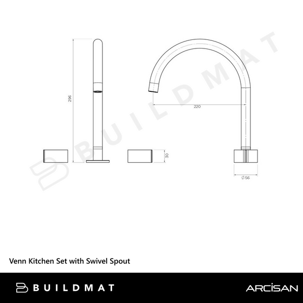 Arcisan Venn Kitchen Set with Swivel Spout Brushed Brass