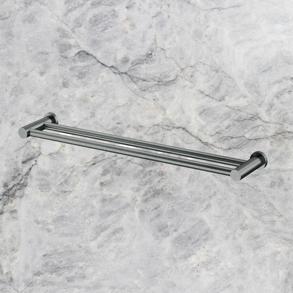 Arcisan Venn Double Towel Rail 600mm Brushed Gunmetal
