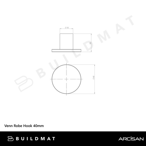 Arcisan Venn Robe Hook 40mm Matte Black