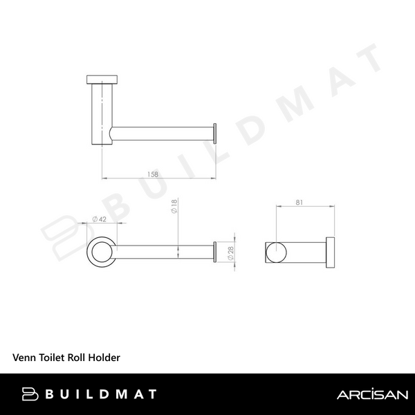 Arcisan Venn Toilet Roll Holder Brushed Nickel