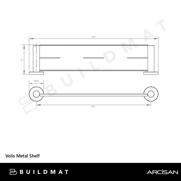 Arcisan Volis Metal Shelf Brushed Stainless Steel