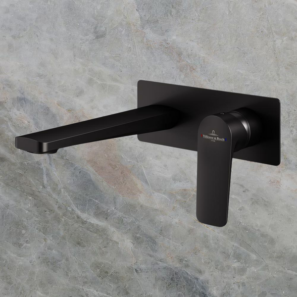 Villeroy & Boch O.Novo Style Rectangular Wall Mounted Basin Mixer Matte Black Lead Free
