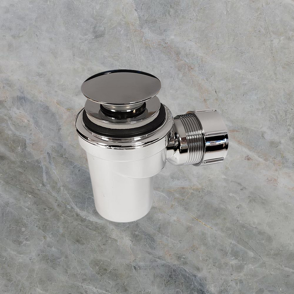 Argent Micro Bottle Trap with 32mm Pop Up Waste P Trap Chrome