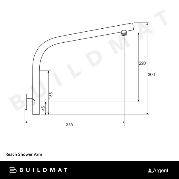 Argent Reach Shower Arm Chrome