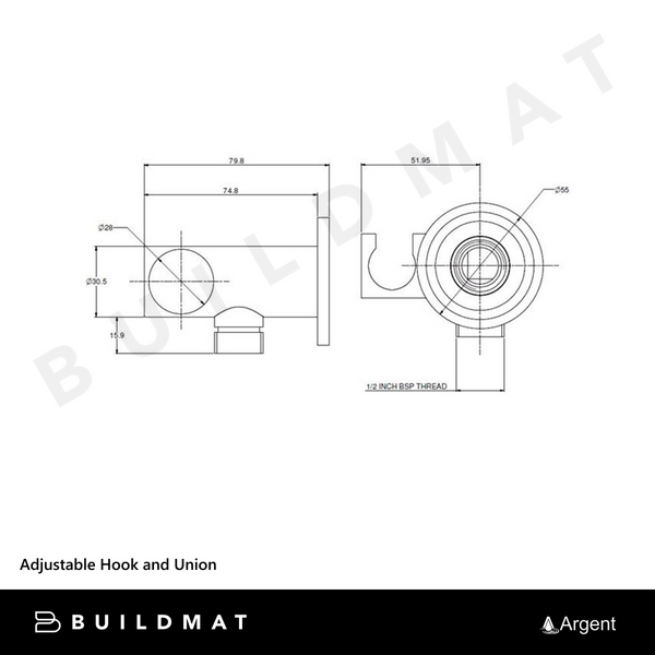 Argent Adjustable Hook and Union Chrome
