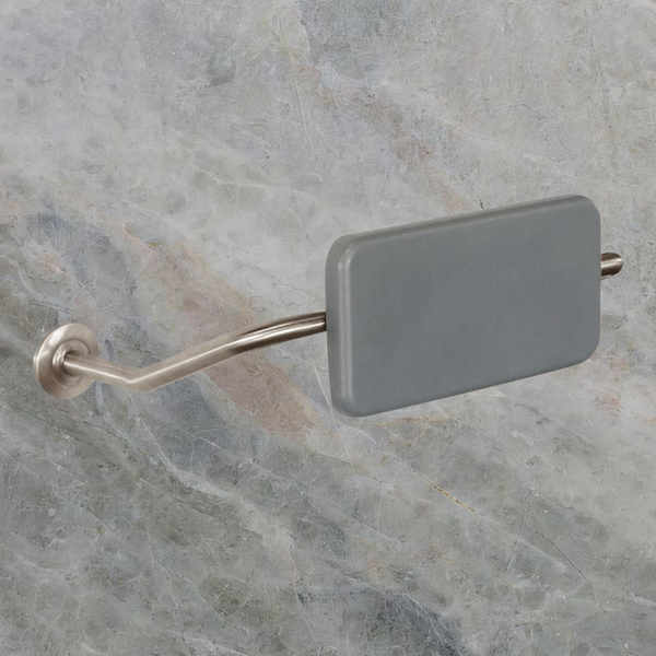 Argent Padded Back Rest with Dark Grey Cushion Brushed Nickel