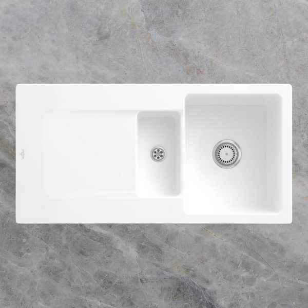 Villeroy & Boch Siluet 1000mm 1 and 1/2 Sink with Left Hand Drainboard Alpine White