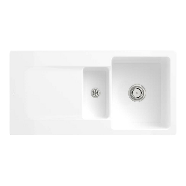 Villeroy & Boch Siluet 1000mm 1 and 1/2 Sink with Left Hand Drainboard Alpine White
