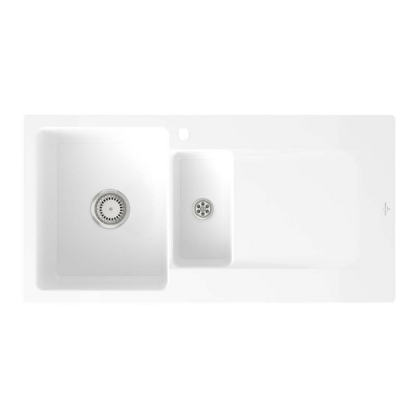 Villeroy & Boch Siluet 1000mm 1 and 1/2 Sink with Right Hand Drainboard 1 Tap Hole Alpine White