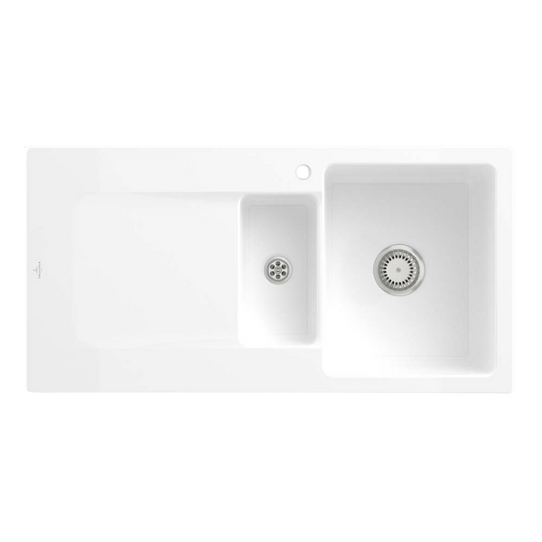Villeroy & Boch Siluet 1000mm 1 and 1/2 Sink with Left Hand Drainboard 1 Tap Hole Alpine White