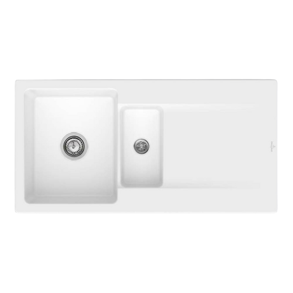 Villeroy & Boch Siluet 1000mm 1 and 1/2 Sink with Right Hand Drainboard Stone White