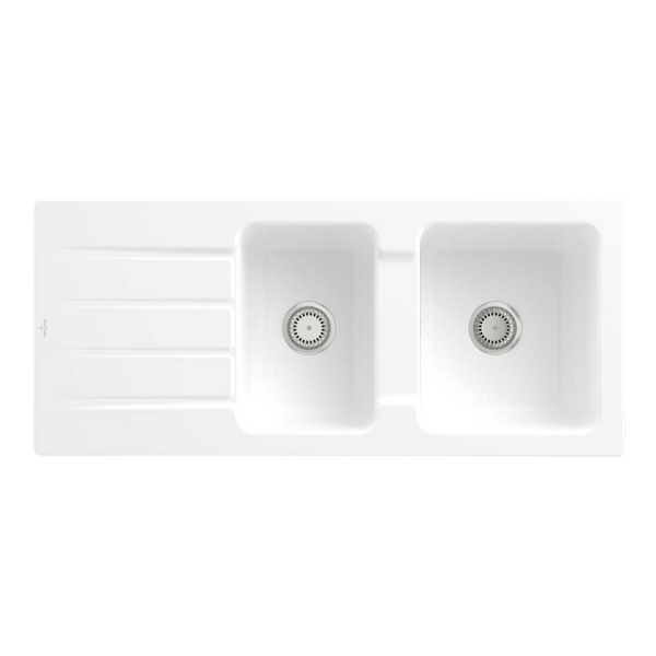 Villeroy & Boch Architectura 80mm 1160mm 1 and 3/4 Sink with Left Hand Drainboard and Overflow Stone White