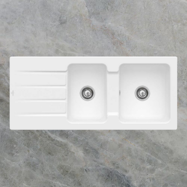Villeroy & Boch Architectura 80mm 1160mm 1 and 3/4 Sink with Left Hand Drainboard and Overflow Alpine White